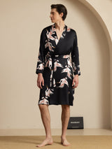 [Svart] SilkSilky-SE 19Momme Mens Robe 004