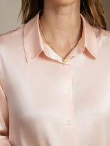 [Ljusrosa] SilkSilky-SE Long Sleeve Lapel Collar Damskjorta 004