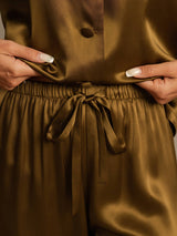 [Brun] SilkSilky-SE Long Sleeve Lapel Collar Dam Pyjama 007