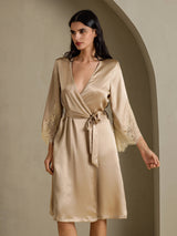 [Champagne] SilkSilky-SE 3/4 Sleeve Dam Morgonrock 007