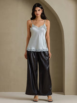 [Gråblå] SilkSilky-SE Spaghetti Strap V Neck Cami Toppar 006