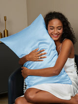 [Ljusblå] SilkSilky-SE 19Momme Rent Silke Pillowcase 002
