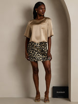 [Champagne] SilkSilky-SE Hårärm Djup Rund Halsringning Dam T-Shirt 006