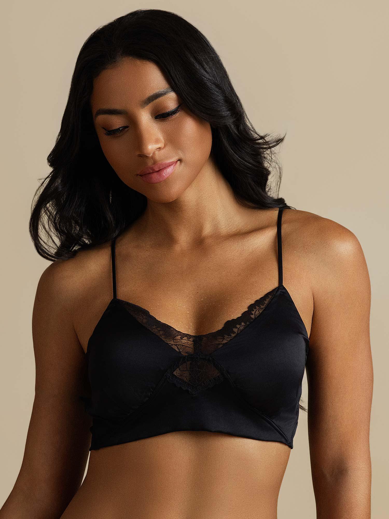 [Svart] SilkSilky-SE Rent Silke Bra 001