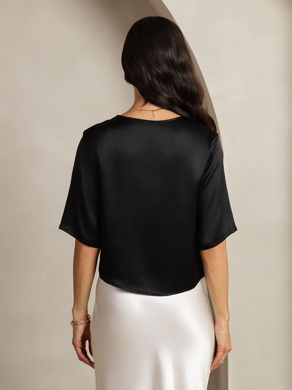 [Svart] SilkSilky-SE Rent Silke Womens T-Shirt 002
