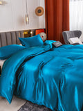 SilkSilky SE 19Momme Rent Silke Bedding Set Kungsblått 005