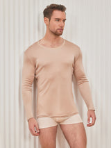 [Beige] SilkSilky-SE Long Sleeve Round Neck Herr T-Shirt 004