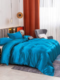 SilkSilky SE 19Momme Rent Silke Bedding Set Kungsblått 003