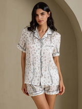 [Vit Leopard] SilkSilky-SE Short Sleeve Notch Collar Dam Pyjama 001