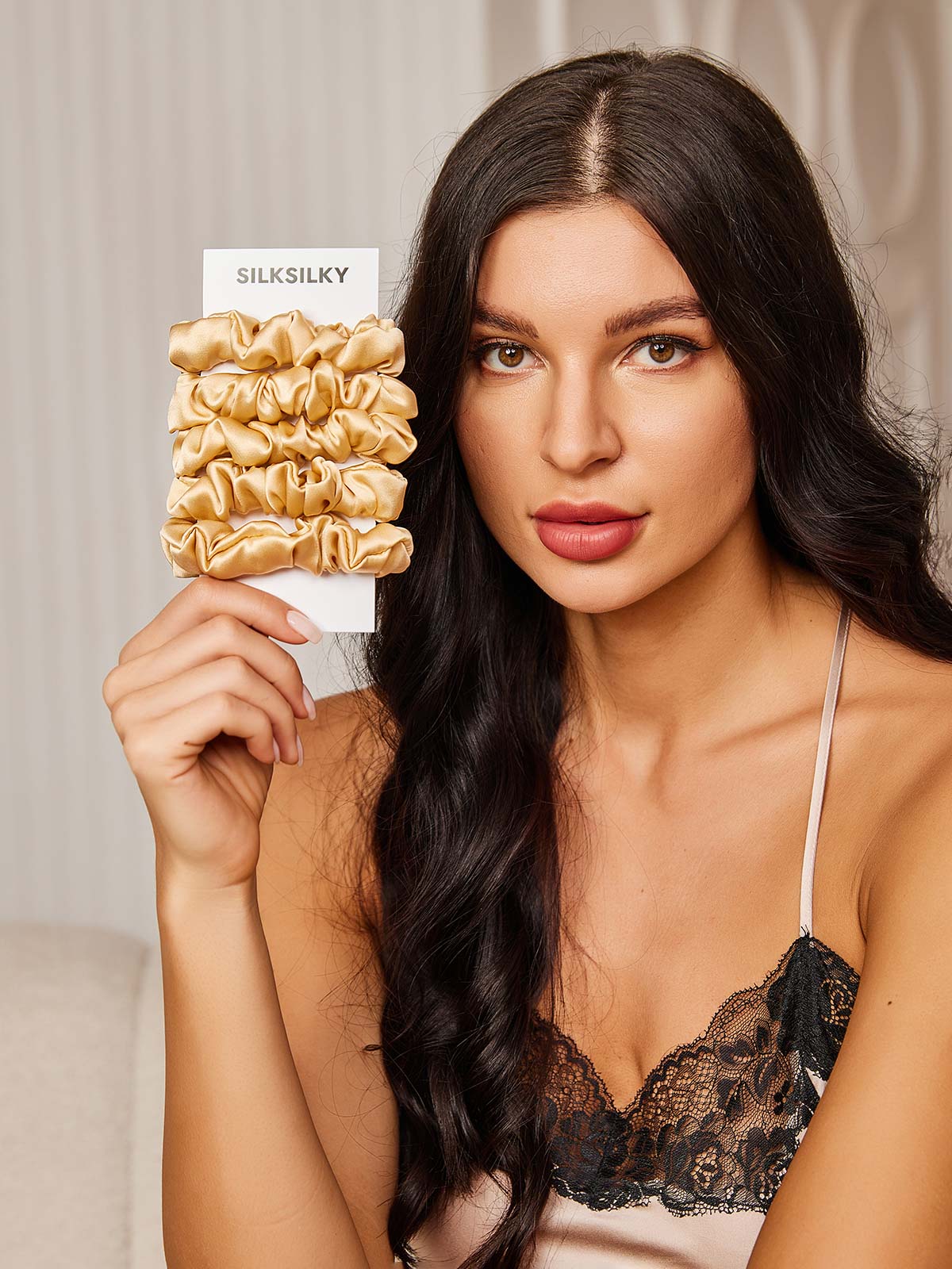 [Champagne] SilkSilky-SE 19Momme Rent Silke Scrunchie 001