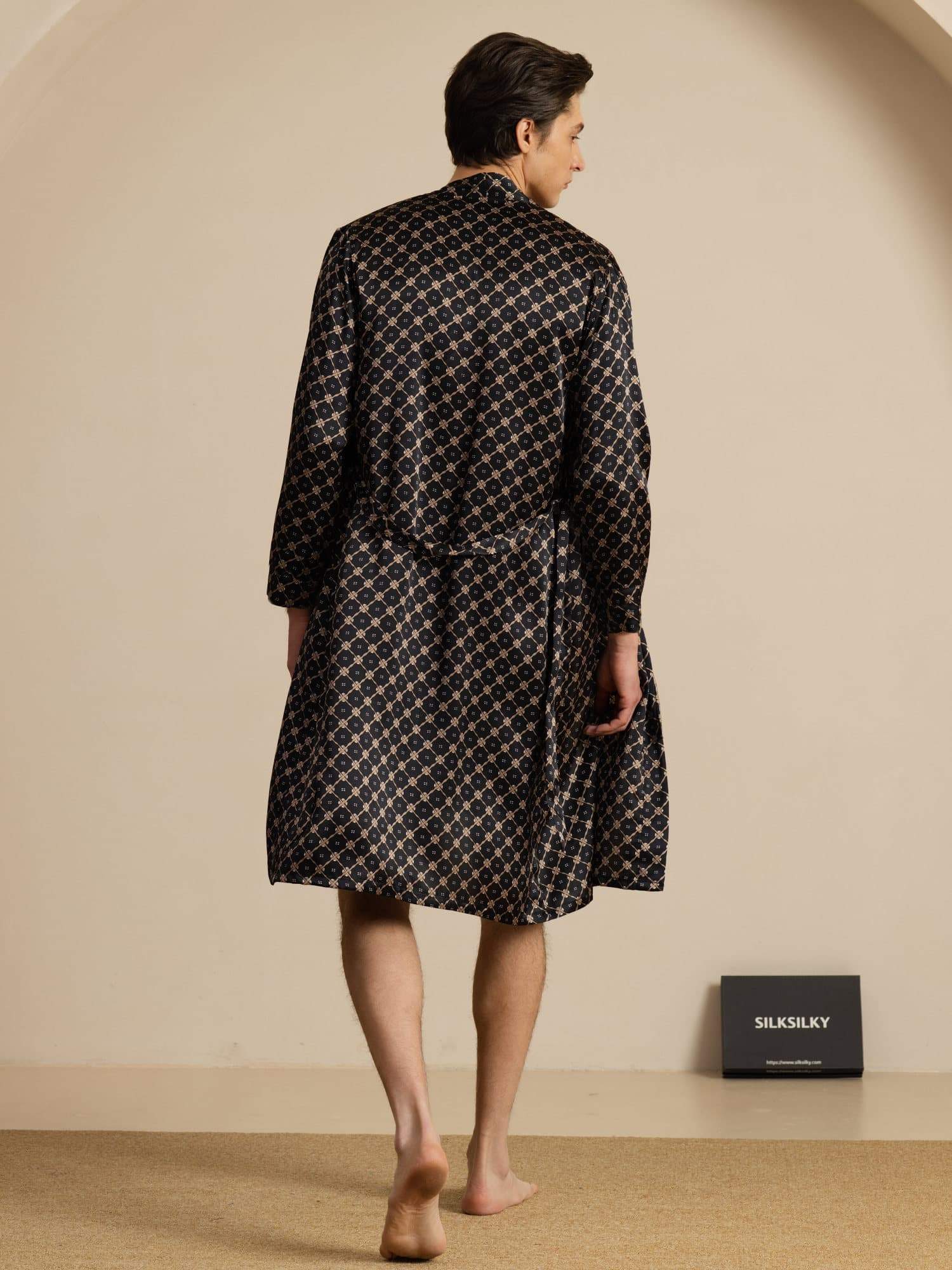 [Svart Kedja] SilkSilky-SE Long Sleeve Herr Pyjama 002