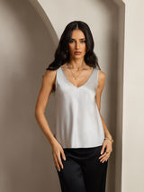 [Silver] SilkSilky-SE Sleeveless V Neck Cami Toppar 003