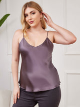 [Lila Grå] SilkSilky-SE Spaghetti Rem V Ringning Plus Storlek Cami Toppar 001