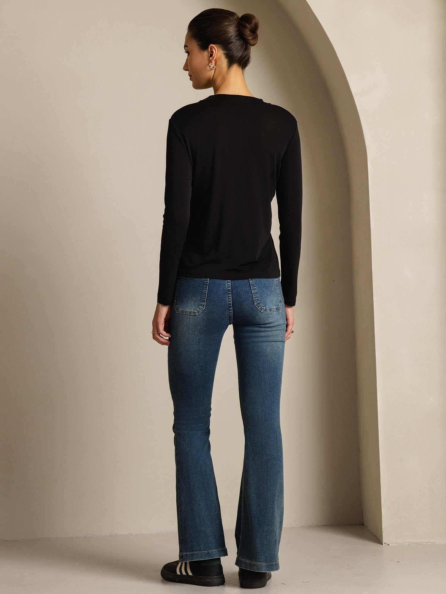 [Svart] SilkSilky-SE Rent Silke Womens T-Shirt 005
