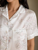 [Krämblommor] SilkSilky-SE Short Sleeve Notch Collar Dam Pyjama 004