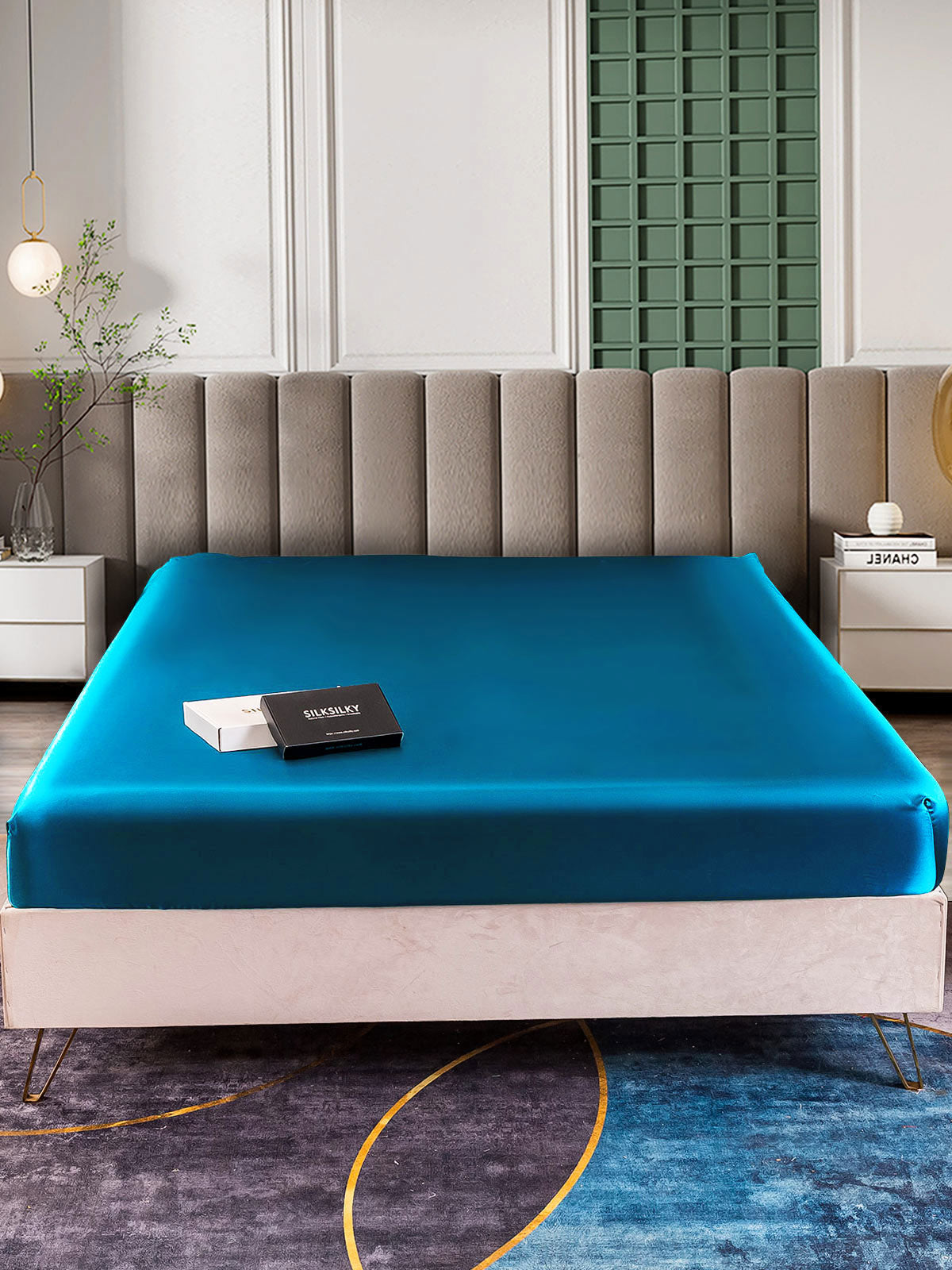 [Kungsblått] SilkSilky-SE 25Momme Rent Silke Sheet 002