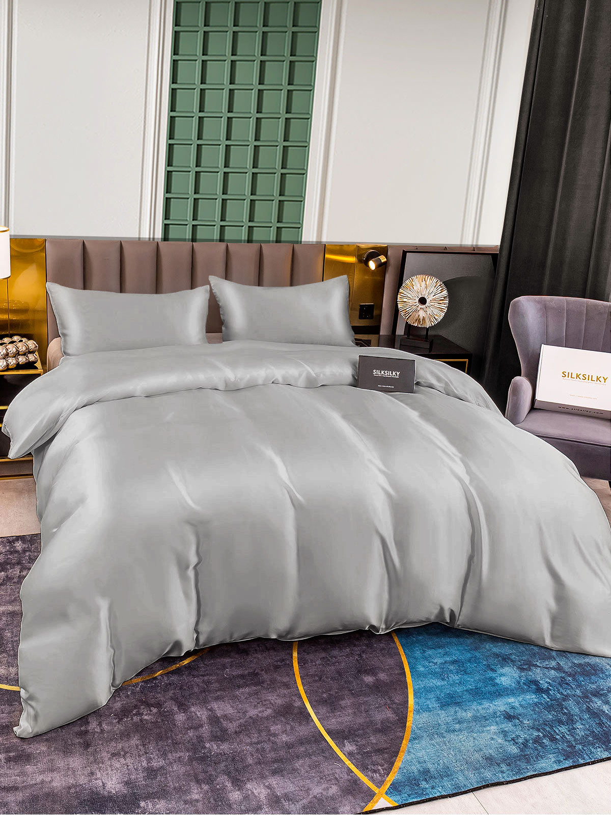 [Silver] SilkSilky-SE 25Momme Rent Silke Bedding Set 003