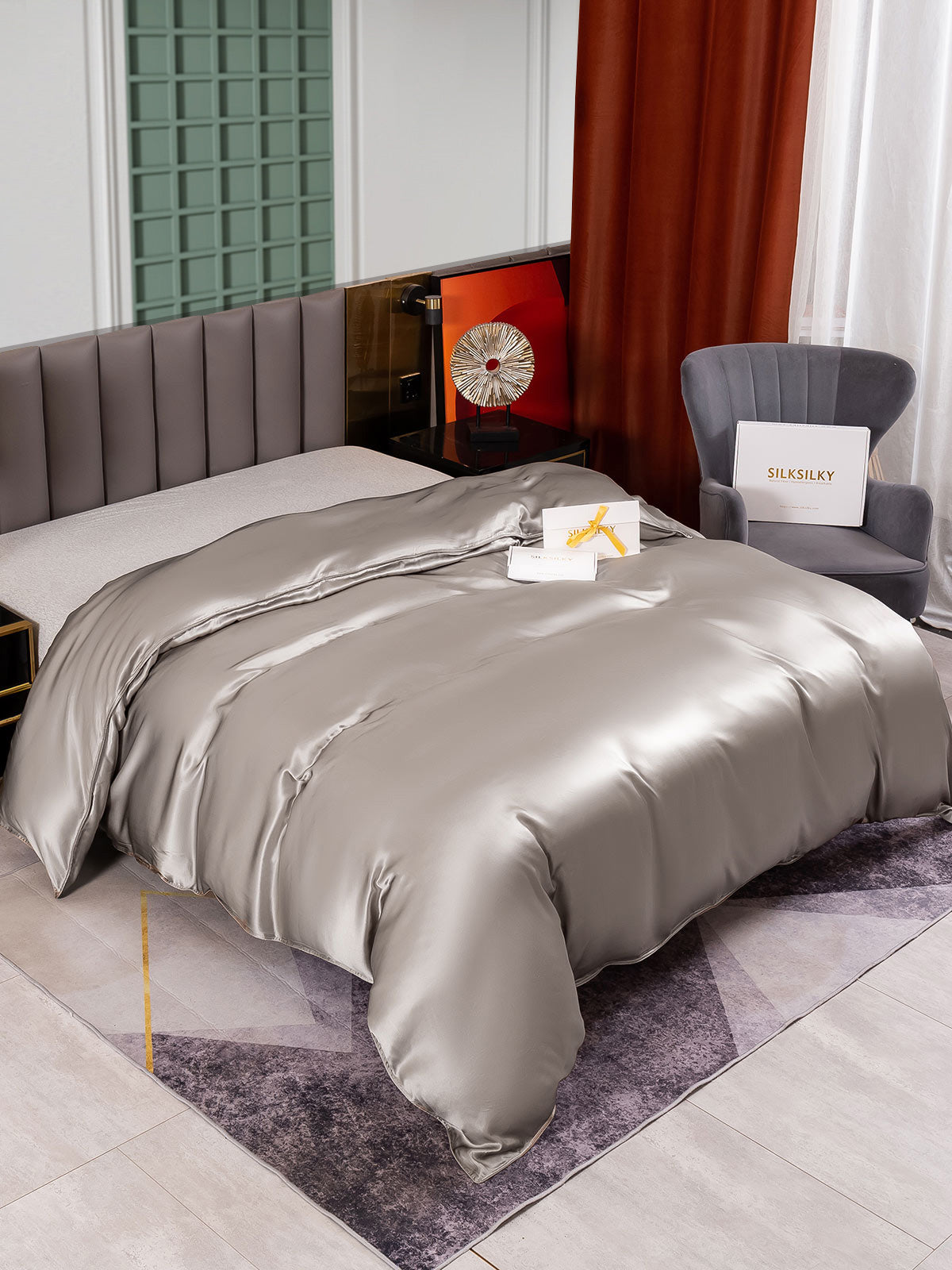 [Grå] SilkSilky-SE 25Momme Duvet Covers 001