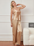 SilkSilky SE Rent Silke Ärmlös V Hals Camisole Set Champagne 004