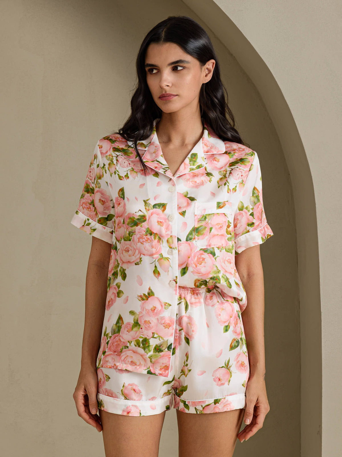 [Vit Pion] SilkSilky-SE Short Sleeve Notch Collar Dam Pyjama 001