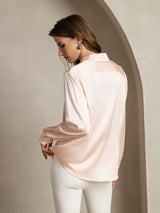 [Ljusrosa] SilkSilky-SE Long Sleeve Lapel Collar Damskjorta 002
