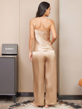 [Champagne] SilkSilky-SE Spaghetti Rem V Ringning Camisole Set 002