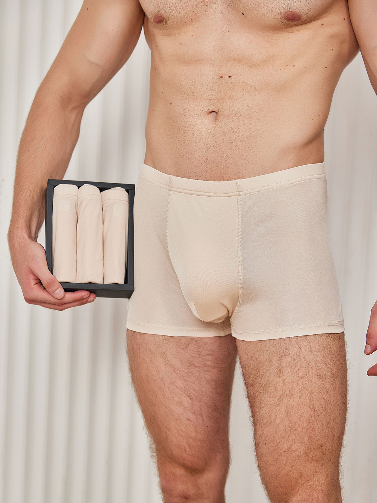 [Beige] SilkSilky-SE Silke Stickad Mens Underwear 001