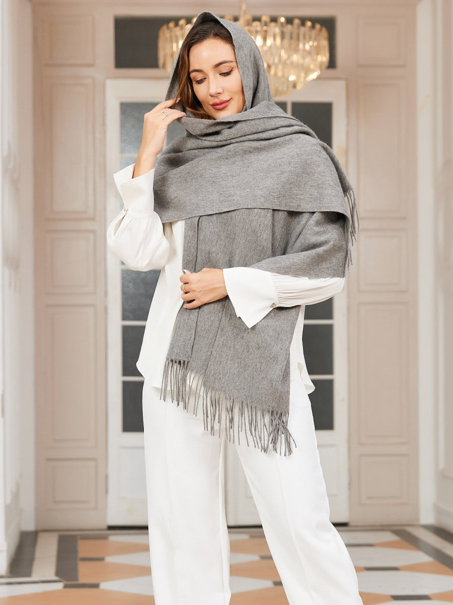 [Grå] SilkSilky-SE Ull Scarf 001