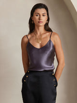 [Lila Grå] SilkSilky-SE Spaghetti Strap V Neck Cami Toppar 006