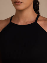 [Svart] SilkSilky-SE Sleeveless Crew Neck Cami Toppar 006