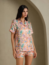 [Rosa Fauna] SilkSilky-SE Short Sleeve Notch Collar Dam Pyjama 003