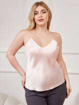 [Rosa] SilkSilky-SE Spaghetti Rem V Ringning Plus Storlek Cami Toppar 001