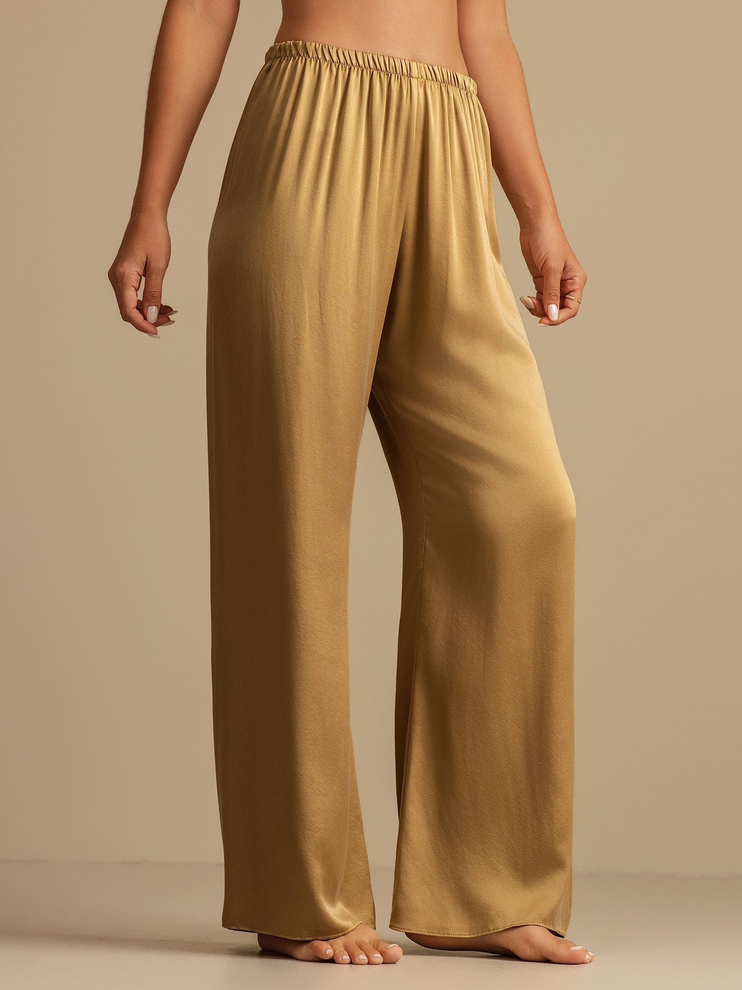 [Tan] SilkSilky-SE 19Momme Silke Womens Sleep Bottoms 003,