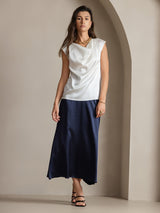 [Vit] SilkSilky-SE Kappärm Cowl Neck Dam T-Shirt 007