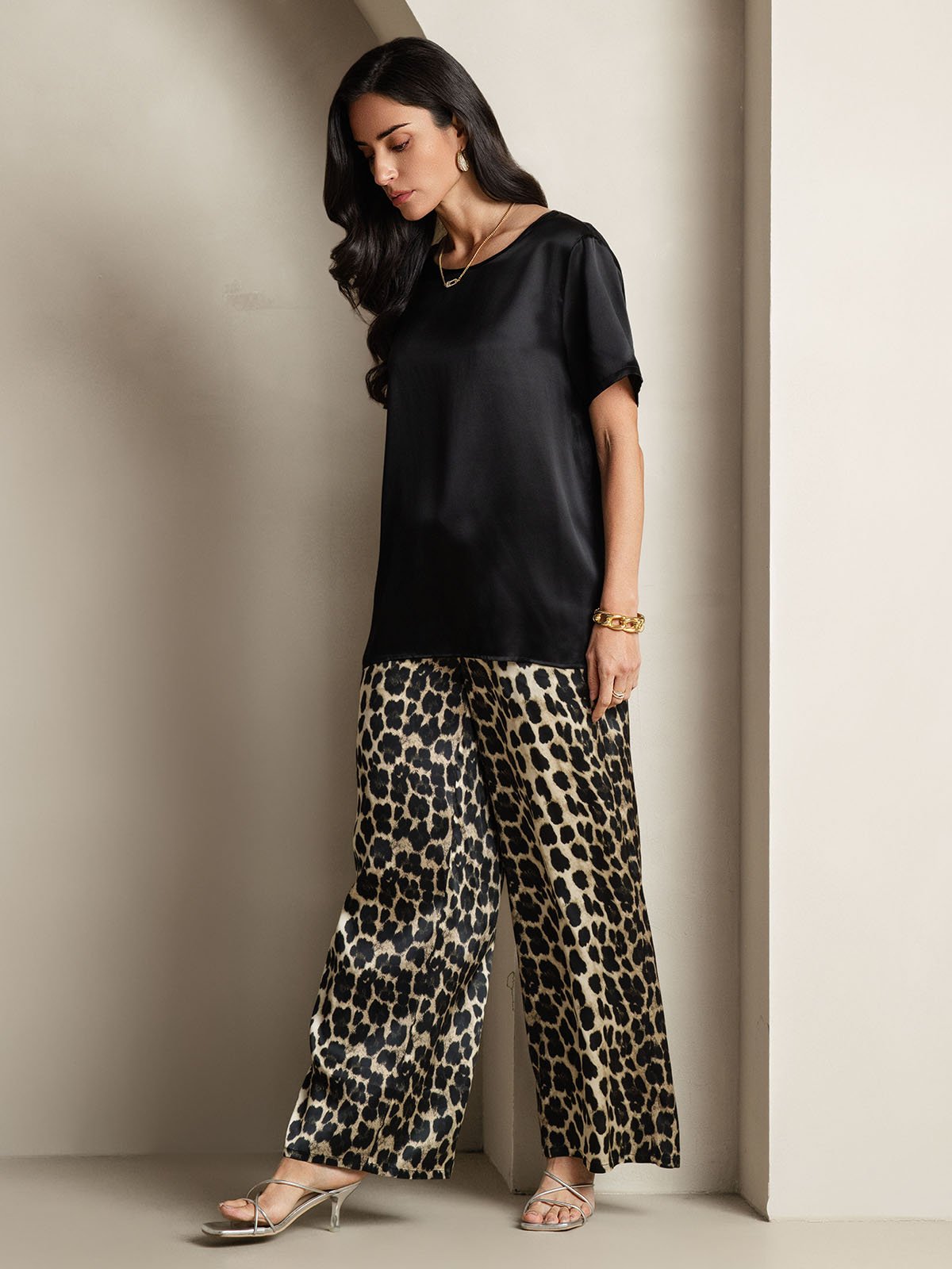 SilkSilky-SE Rent Silke Kort Ärm Womens Pajamas Multi 008