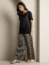 [Multi] SilkSilky-SE Rent Silke Kort Ärm Round Neck Dam Pyjama 008