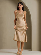 [Champagneguld] SilkSilky-SE Sleeveless Klänning 005