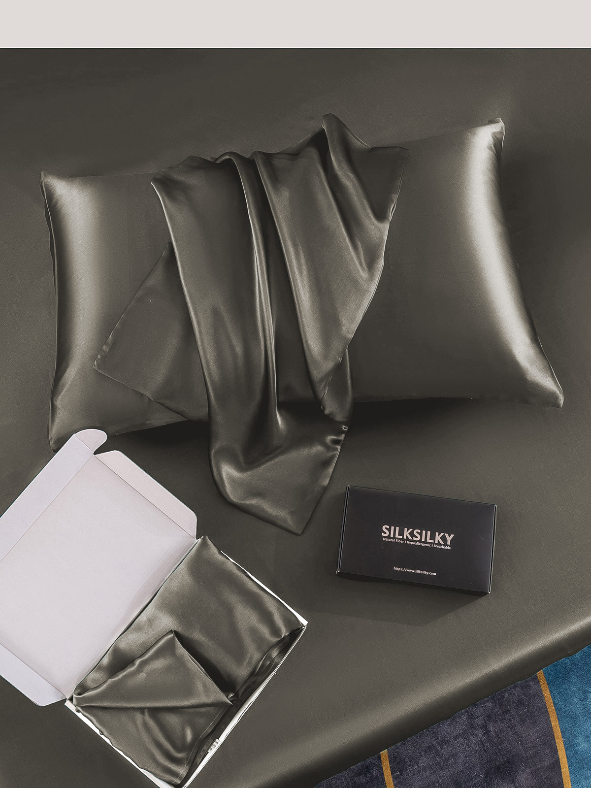 [Mörkgrå] SilkSilky-SE 19Momme Rent Silke Pillowcase 006