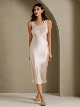 [Beige] SilkSilky-SE Sleeveless Klänning 007