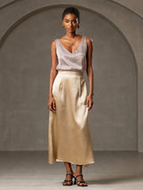 [Skugggrå] SilkSilky-SE Sleeveless V Neck Cami Toppar 008