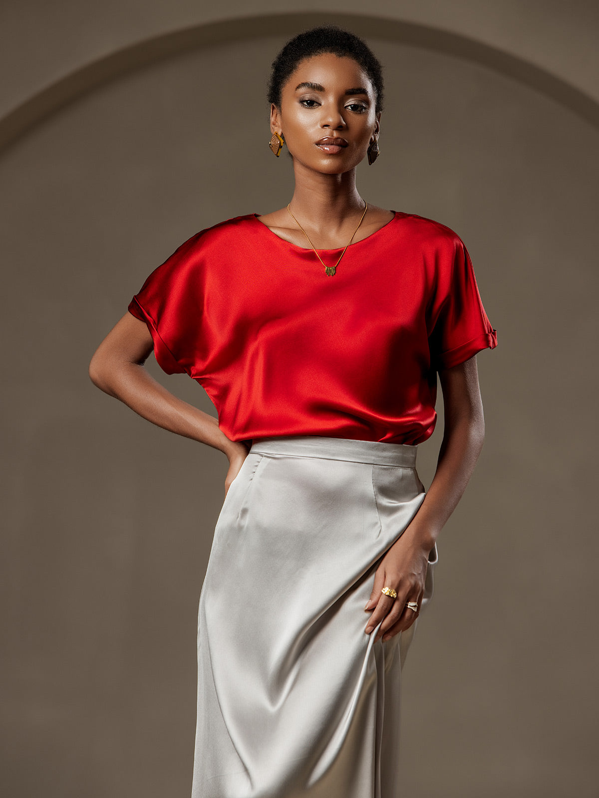 [Vin] SilkSilky-SE 19Momme Silke Womens T-Shirt 003,