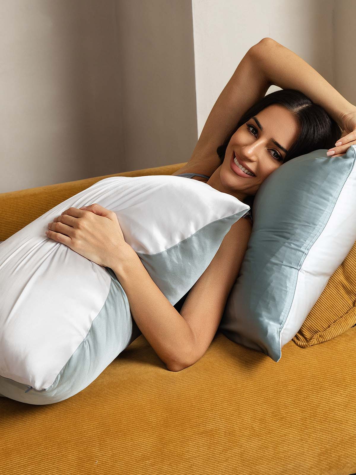 [Olivgrön+Silver] SilkSilky-SE 19Momme Rent Silke Pillowcase 004