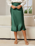 SilkSilky SE 19Momme Rent Silke Skirt Mörkgrön 003