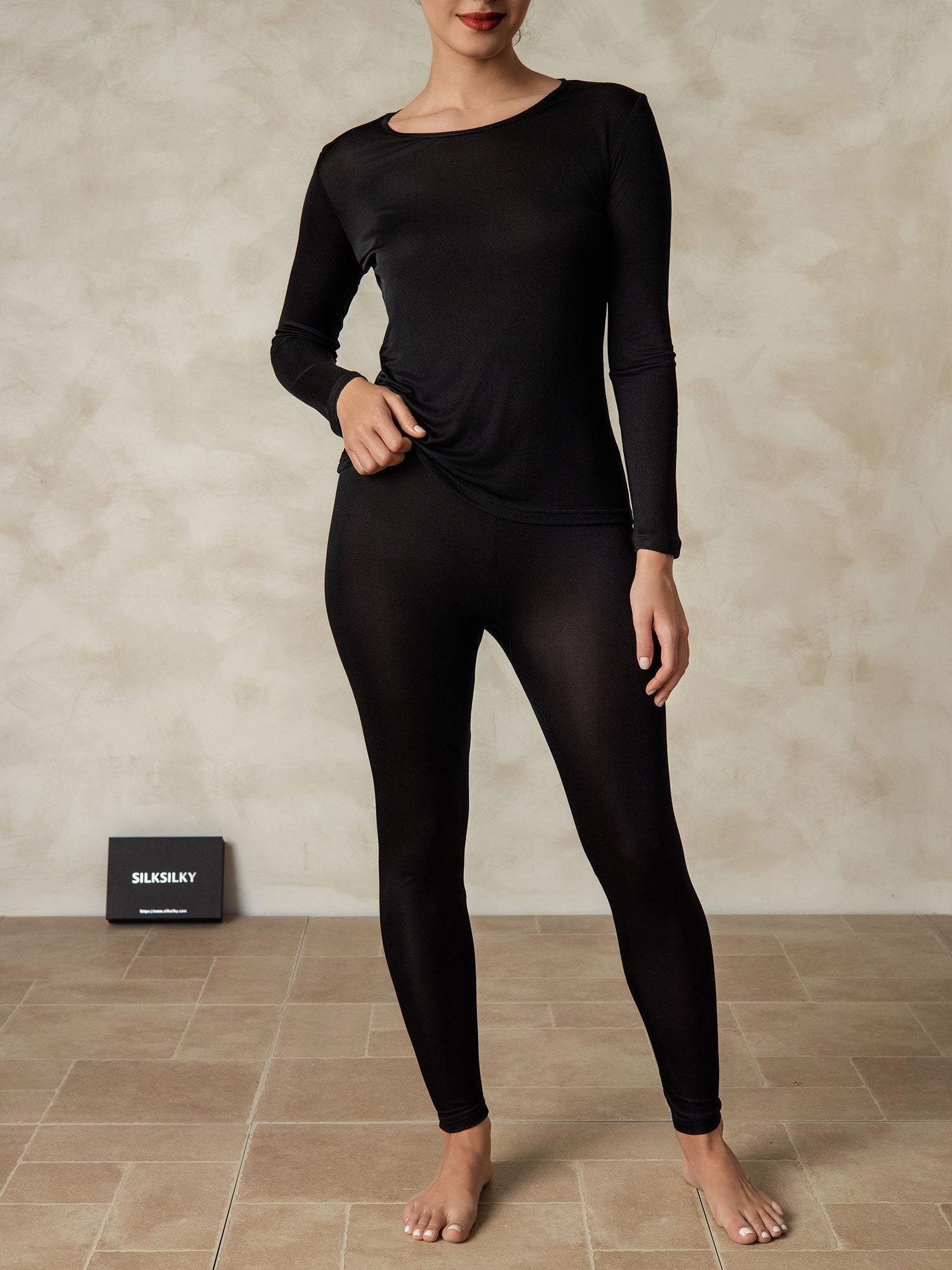 [Svart] SilkSilky-SE Silke Womens Pajamas 001