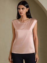 [Toscana] SilkSilky-SE Cap Sleeve Round Neck Dam T-Shirt 001