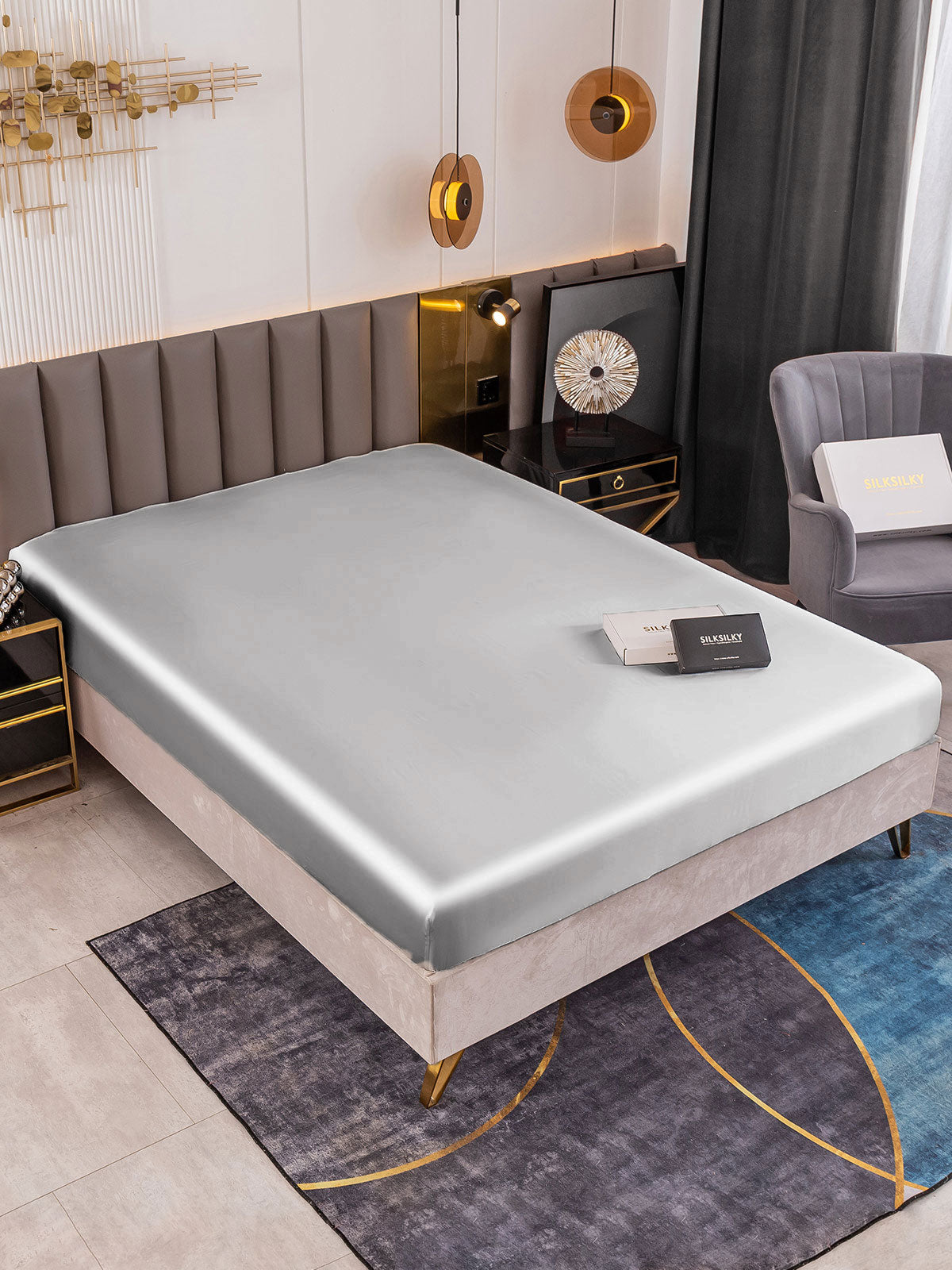 [Silver] SilkSilky-SE 22Momme Rent Silke Sheet 002,