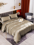 SilkSilky SE 19Momme Rent Silke Bedding Set Kaki 001