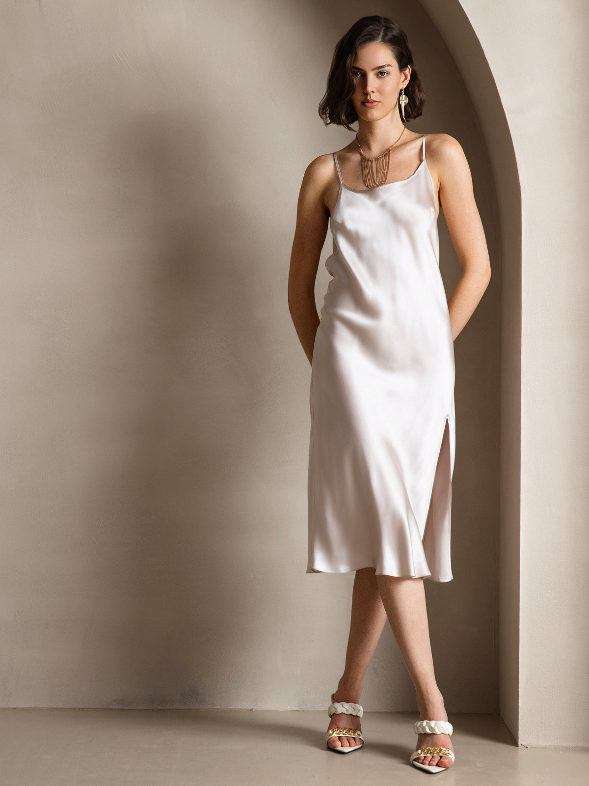 [Beige] SilkSilky-SE Rent Silke Dress 001