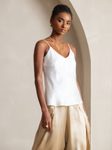 [Vit] SilkSilky-SE Spaghetti Strap V Neck Cami Toppar 005