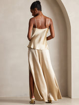 [Champagne] SilkSilky-SE Spaghetti Strap V Neck Cami Toppar 002